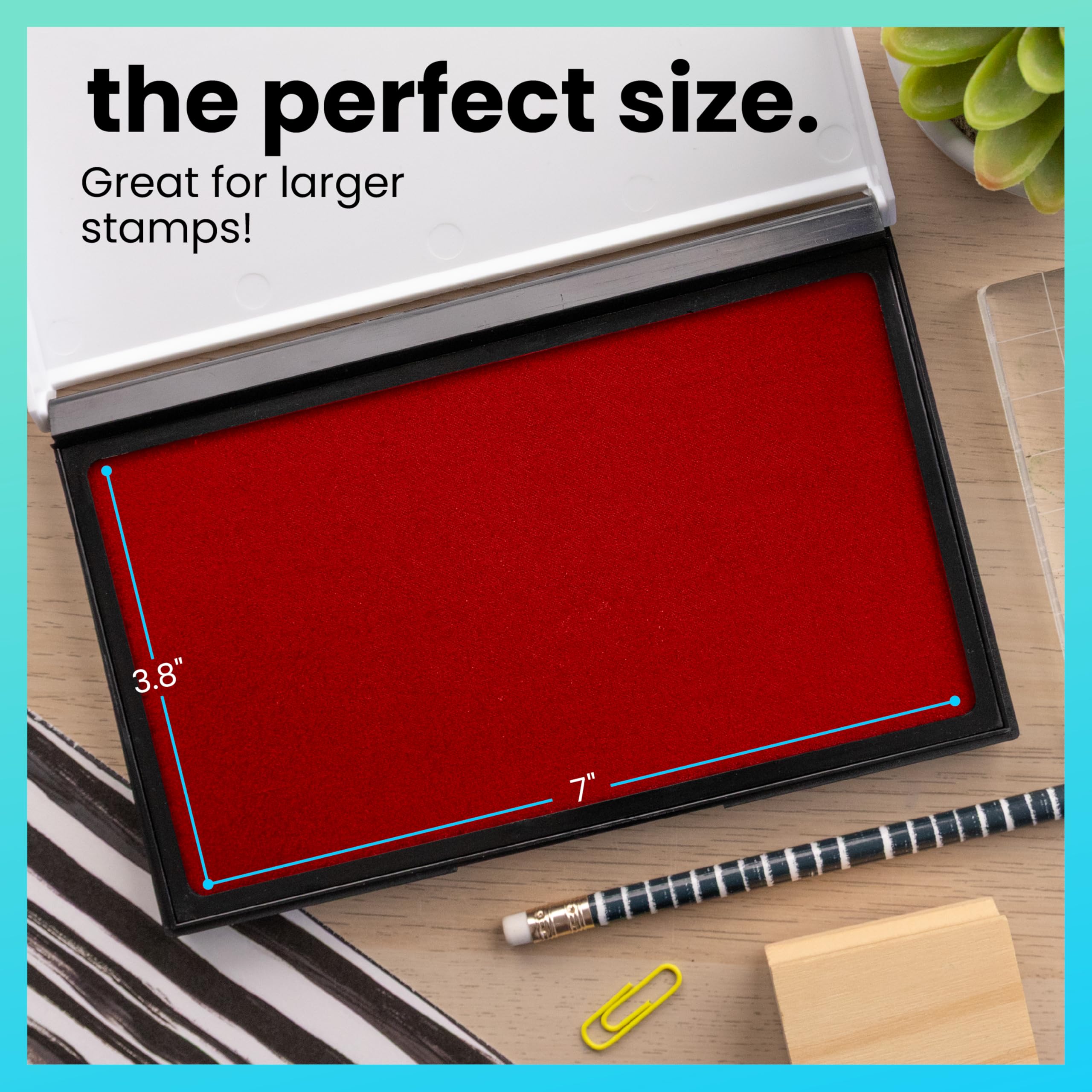 ExcelMark Rubber Stamp Ink Pad Extra Large 4-1/4" by 7-1/4" (Red)