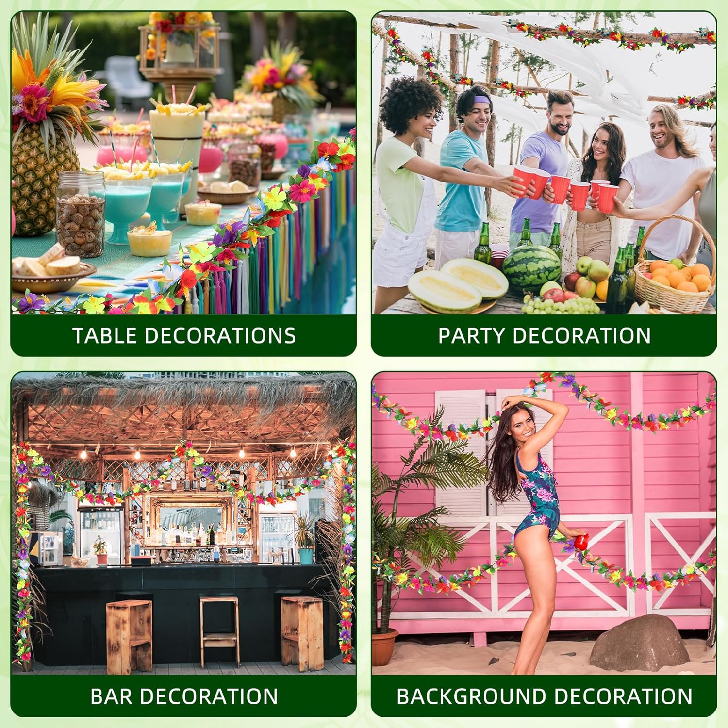 Hotop 10 Pcs 7.71 ft Hibiscus Flower Garland for Hawaiian Party Decoration Artificial Summer Spring Beach Silk Tropical Garland Plant Floral Vines Hawaiian Leis for Luau Birthday Party Wedding Decor