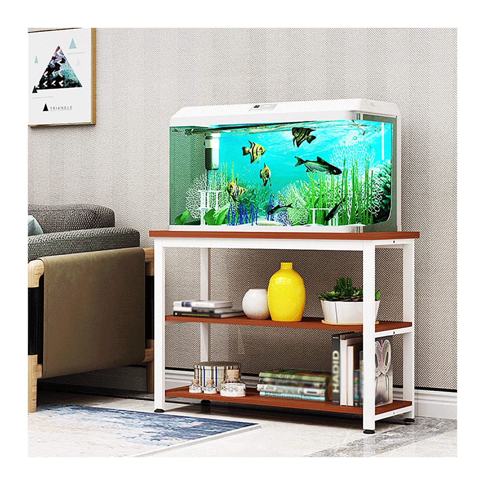 Acquario con Mobile, Supporto in Legno per Acquario | Legno Massello di Gomma, Piedini Protettivi Antiscivolo, Portata di 250 kg(White A,80x40x70cm/31x12x28in)