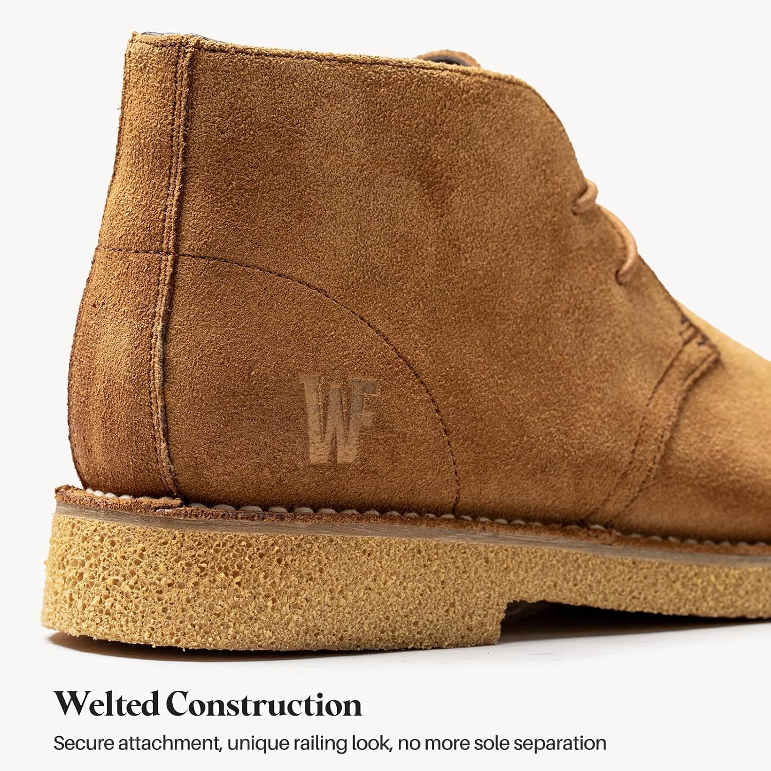 Men's Welted Suede Leather Chukka Boots Lightweight Rubber Foam Sole Casual Boot