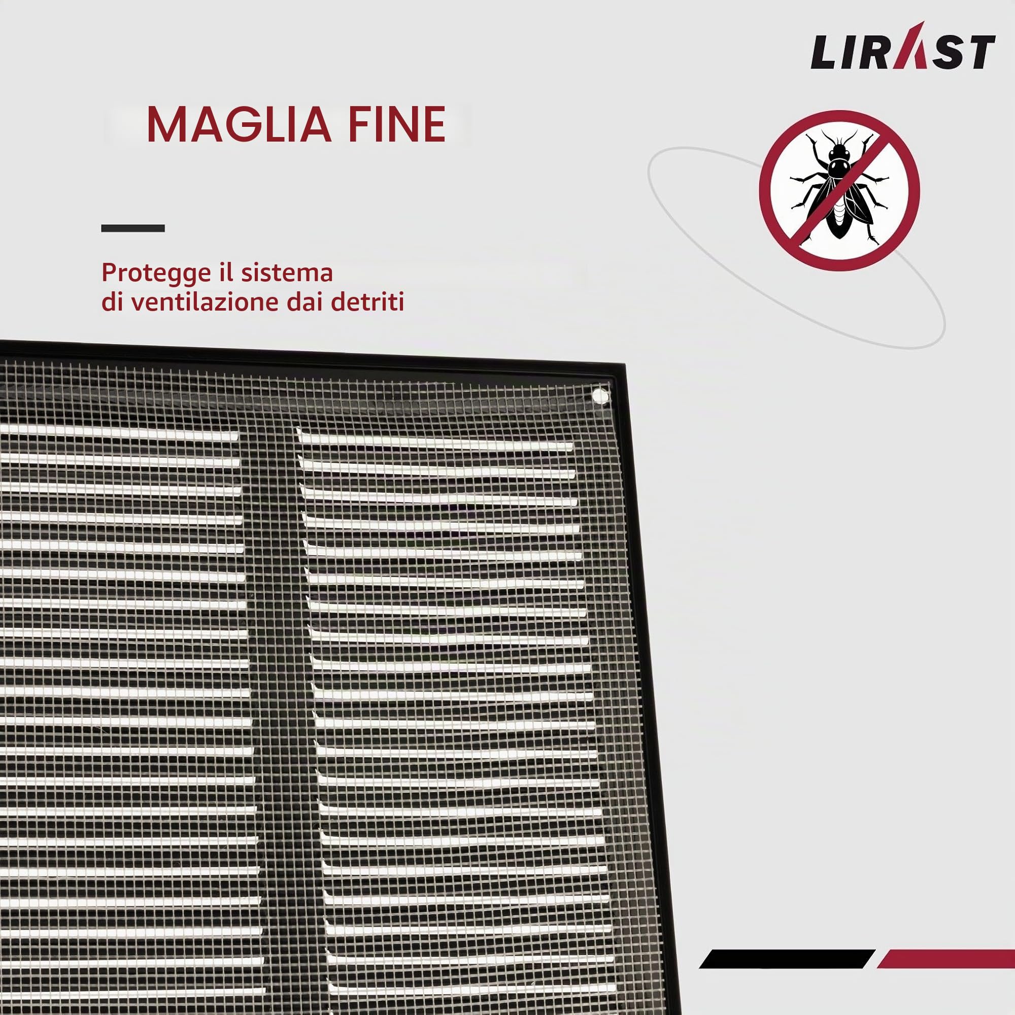 500x300mm Griglie D'Aerazione/Ventilazione in Metallo - Nera Griglia D'aria con Rete Anti Insetti