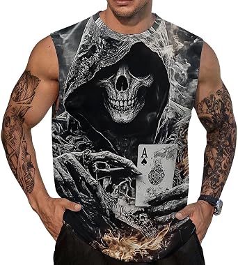 Mens Tank Tops Sleeveless Shirts Muscle Workout Gym Hawaiian Beach Graphic T Shirt