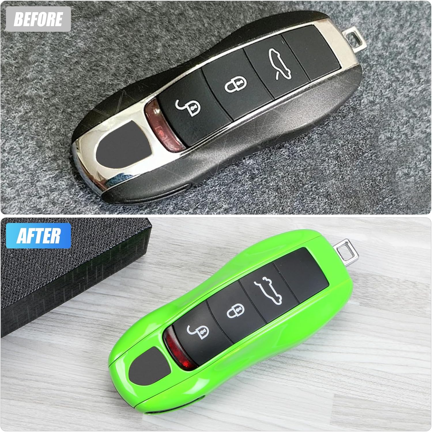 Green Lizard Key Fob Cover Compatible with Porsche Key Shell Key Fob Shell Replacement Compatible with Porsche Cayenne Panamera 911 718 Macan Boxster Cayman Old Style