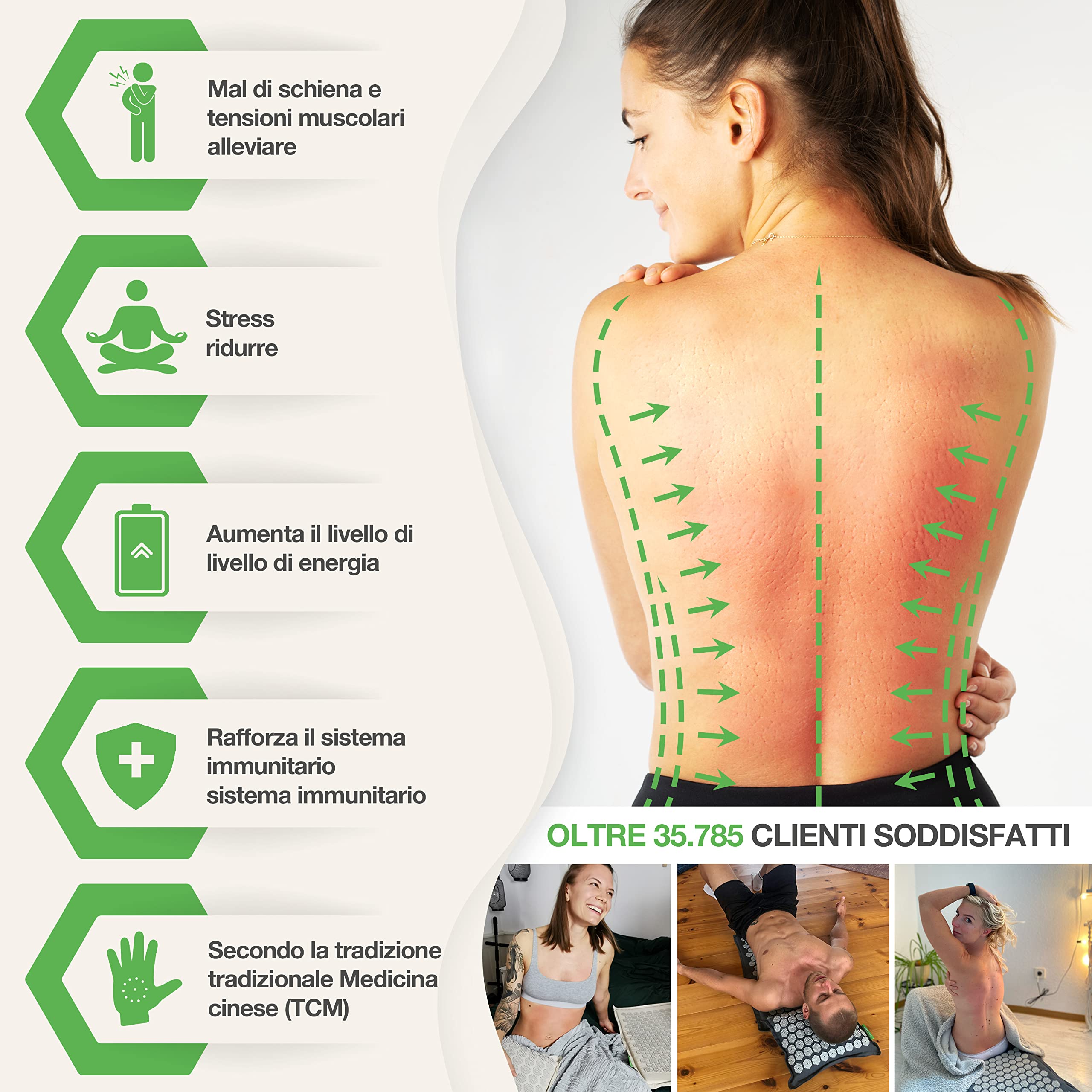 BACKLAXX® Tappetino Agopressione Intensiva con Cuscino, per Esperti | Stimolazione extra intensa: tappetino massaggiante con cuscino, panno & borsa, tappeto a punte per utenti esperti