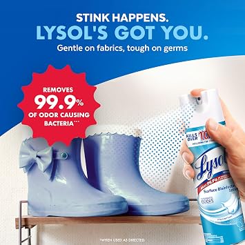 Lysol Disinfectant Spray, Household Essential Cleaning Supplies, Multi-Purpose Room Spray, Antibacterial Sanitizer Spray, Upholstery Deodorizer, Home and Bathroom, Crisp Linen,19 Fl Oz (Pack of 12)