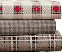 Vista 2 de Pointehaven - Juego de sábanas de franela de algodón 100% suave con estampado, 180 g/m², tamaño individual, diseño de Derby - Cálido y acogedor