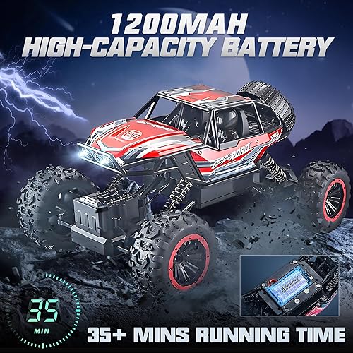 Miniatura 4 de BEZGAR Monster Truck Toys - Camión monstruo de control remoto 112 con luz, rastreador RC para adultos, camión RC con escalada de 45, auto a control