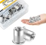 140Pcs Kit d'assortiment pour les écrous de rivet, #8-32#10-24 1/4"-20 5/16"-18 3/8"-16, 304 Noix en acier inoxydable, kit de rivets pour le corps, inserts filetés pour le bois & Métal par Mywish