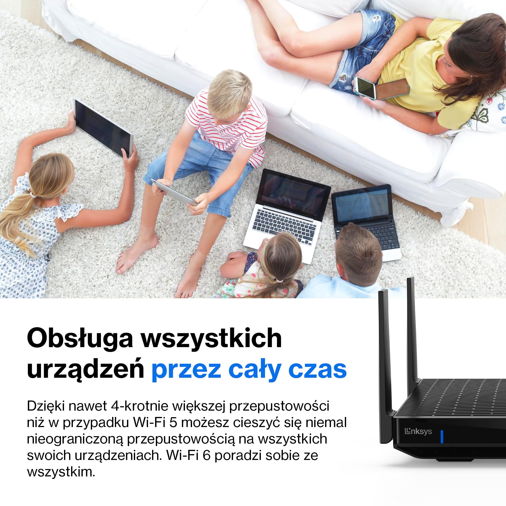 Linksys Hydra Pro 6E Triple Band Mesh WiFi Router 6E (do gier, 8 strumieni, pasmo 6 GHz, przepustowość do 6,6 Gb/s, zasięg 250 m2, ponad 55 urządzeń, współpracuje z Velop Mesh)
