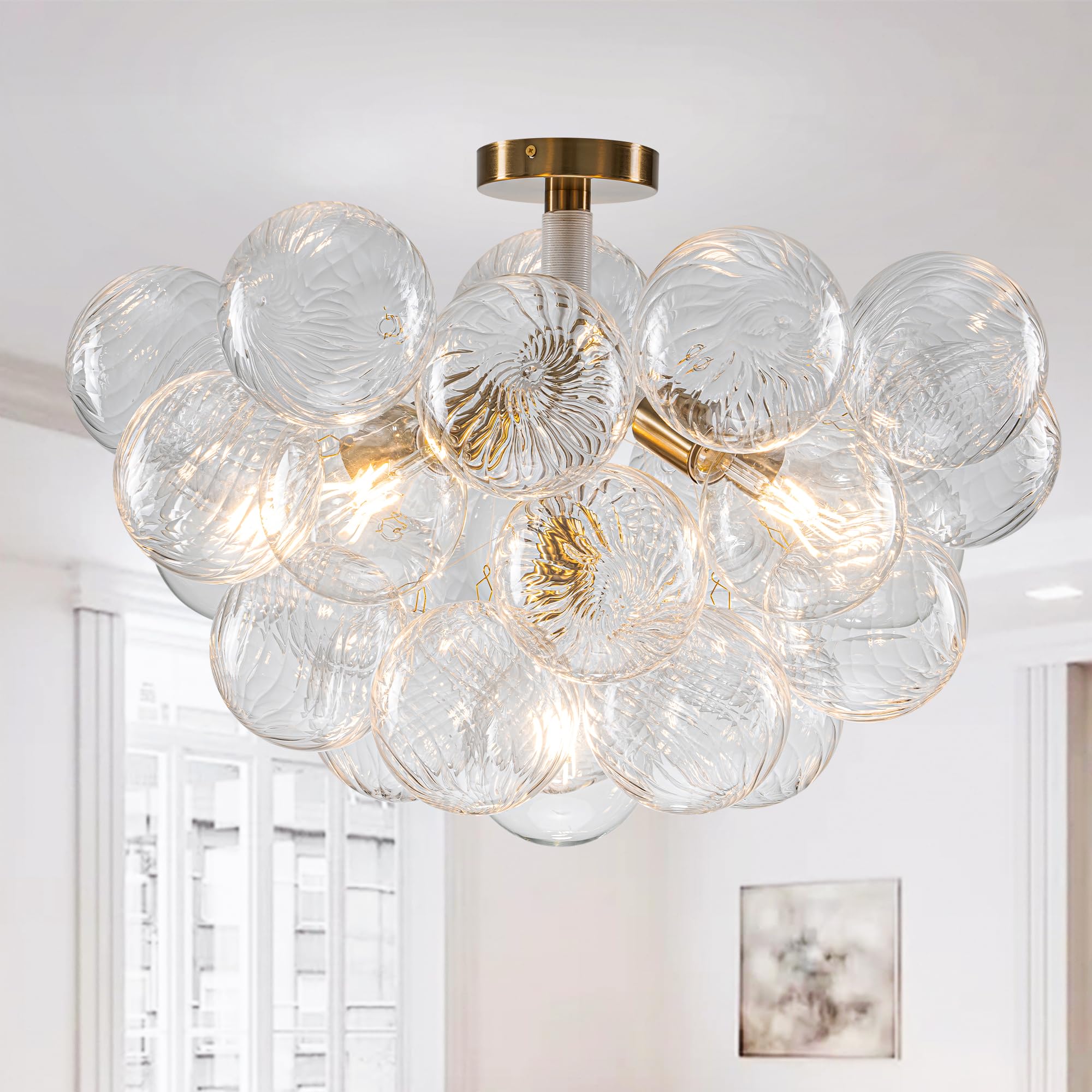 Luxury Bubble Chandelier Semi Flush Mount Ceiling Light Fixture