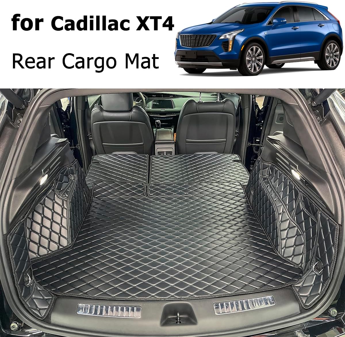 for 2019-2025 Cadillac XT4 Trunk Mat and Rear Backrest Mat Cargo Liners All Weather Anti-Slip