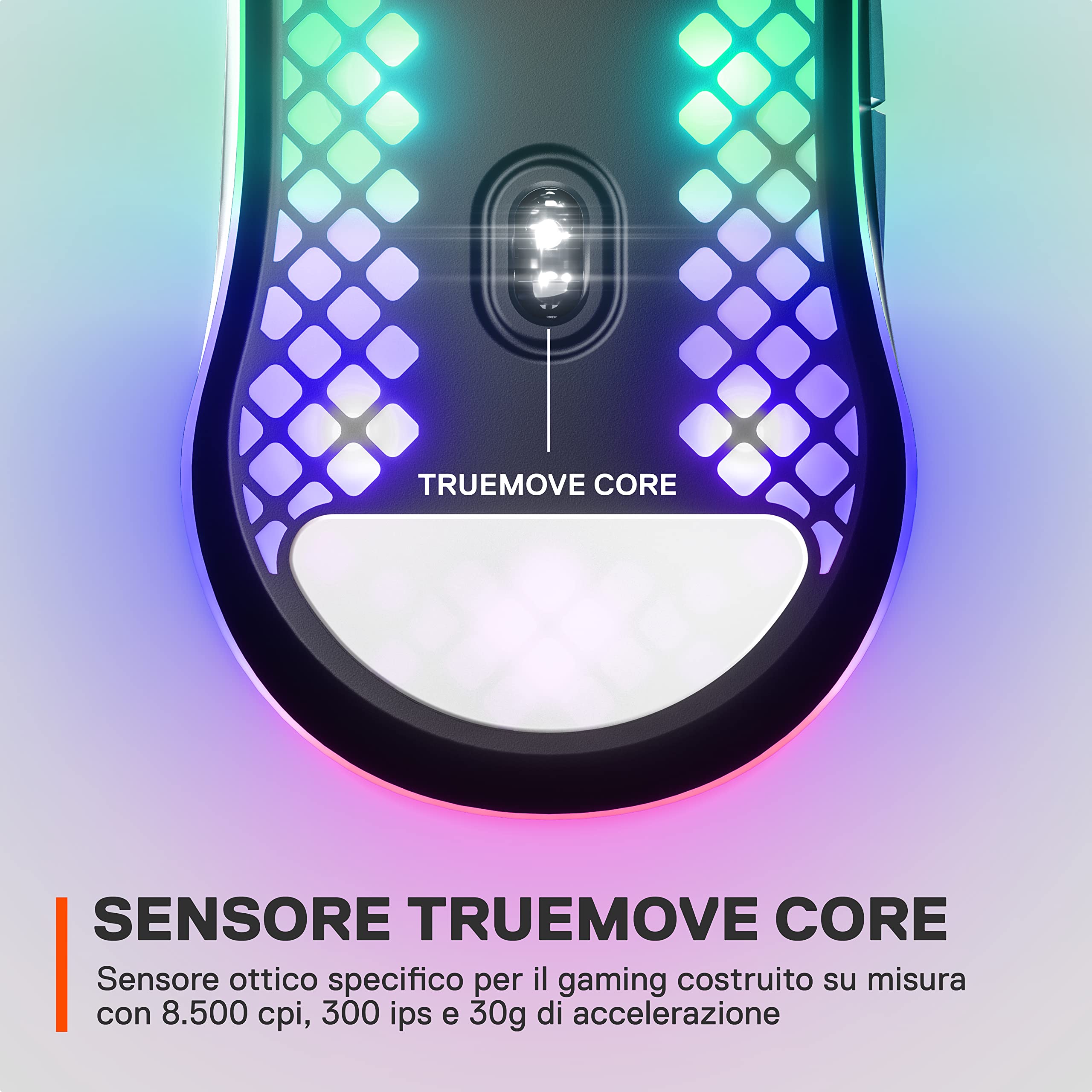 SteelSeries Aerox 3 - Mouse da gioco RGB traforato - Design ultraleggero e resistente all'acqua - Sensore ottico TrueMove Core da 8.500 DPI - Onyx
