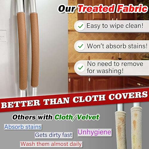 Miniatura 2 de Rikzor Juego de 6 fundas para manijas de puerta de refrigerador, fundas ajustables para manijas de electrodomésticos, mantiene tu cocina limpia,