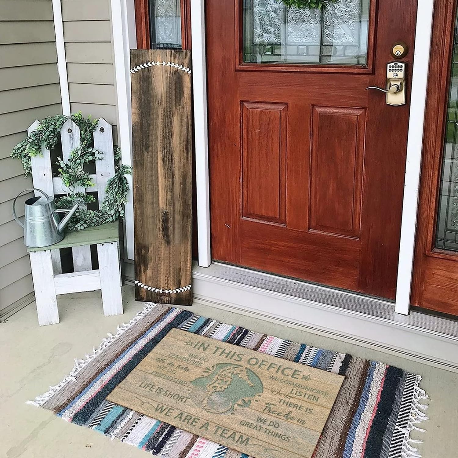 Nautical Beach Ocean Theme Sea Horse Front Door Mat Easy Clean Turtle Sea Life Seaturtle Seahorse Coir Welcome Mat for Front Door Rustic Front Door Rug for Outdoor Outside Farmhouse Décor 16x24