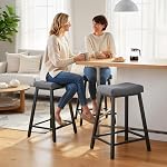 HOMCOM Set of 3 Bar Stools, 26 "Counter Height Bar Stools with Curved Saddle Seat, Modern Velvet Padded Bar Chairs with Kitchen Island Footstools, Dining Room, Grey