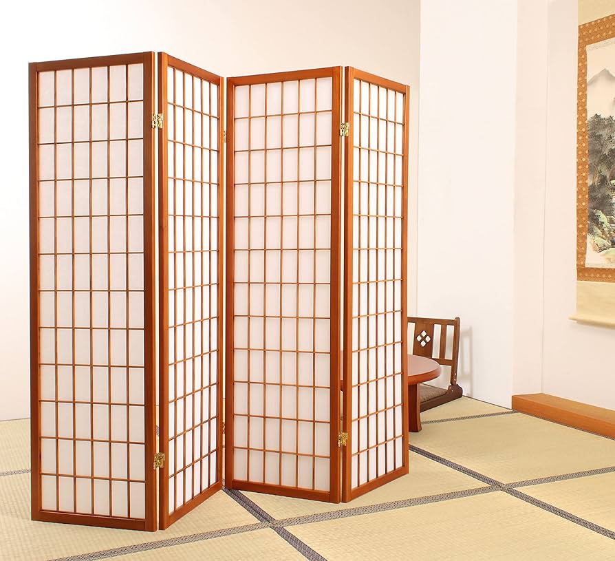 高さ150㌢☆ 和風衝立4連 ブラウンのみ Amazon|パーテーション 和風衝立 高さ150cm 4連 ひかり