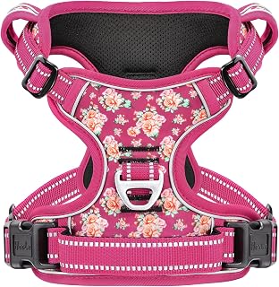 HEELE Hundegeschirr, Brustgeschirr Anti Zug Geschirr Hund, Blume-Rose, S