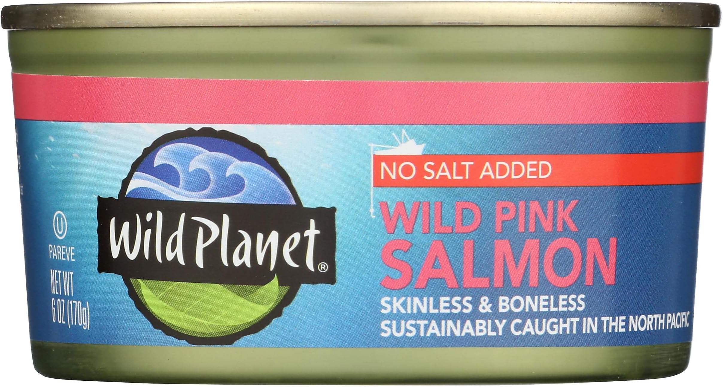Wild Planet Wild Pink Salmon No Salt Added, Canned Salmon, Sustainably Wild-Caught, Kosher 6 Ounce can