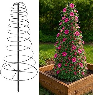 Spiral Frame Trellis for Climbing Plants Outdoor Indoor - 44" Adjustable Heavy Duty Metal Garden Plant Support with Anti-Wobble Screws,for Pole Beans,Tomato, Sweet Pea,Clematis,Potted Plants,Vine