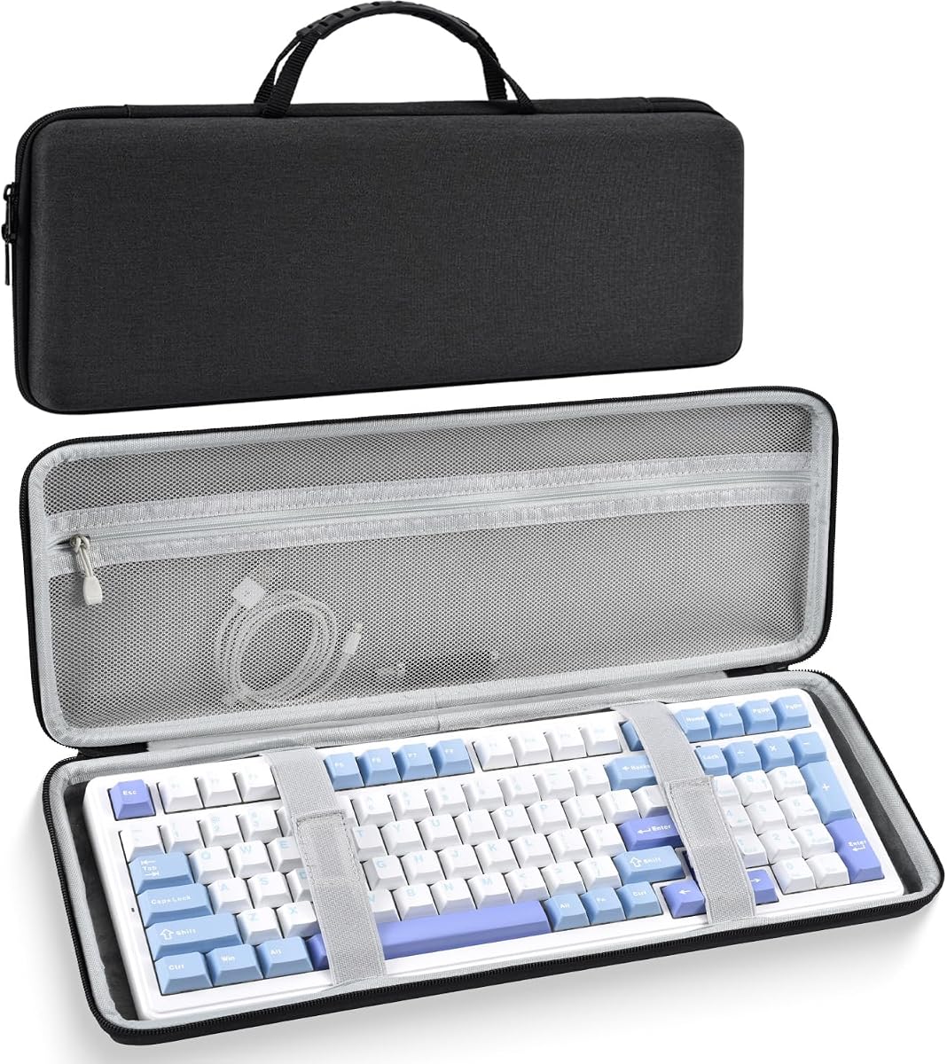 90-96% Keyboard Case, Hard Travel Carrying Case Bag for 100 Keys Computer Keyboard, Compatible with Aula F99/F99 Pro, RK Royal KLUDGE S98/R98 Pro, Keychron K4/K4 HE/V5, ASUS ROG Strix Scope II, Black
