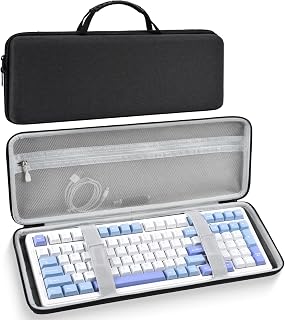 90-96% Keyboard Case, Hard Travel Carrying Case Bag for 100 Keys Computer Keyboard, Compatible with Aula F99/F99 Pro, RK Royal KLUDGE S98/R98 Pro, Keychron K4/K4 HE/V5, ASUS ROG Strix Scope II, Black