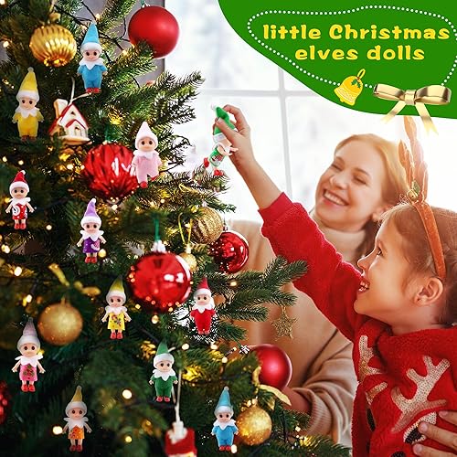 Miniatura 6 de Puteraya 14 Pieces Christmas Tiny Elf Dolls Bulk Colorful Vinyl Felt Mini Plush Elves Figures Small Elf Doll Set for Christmas New Year Room