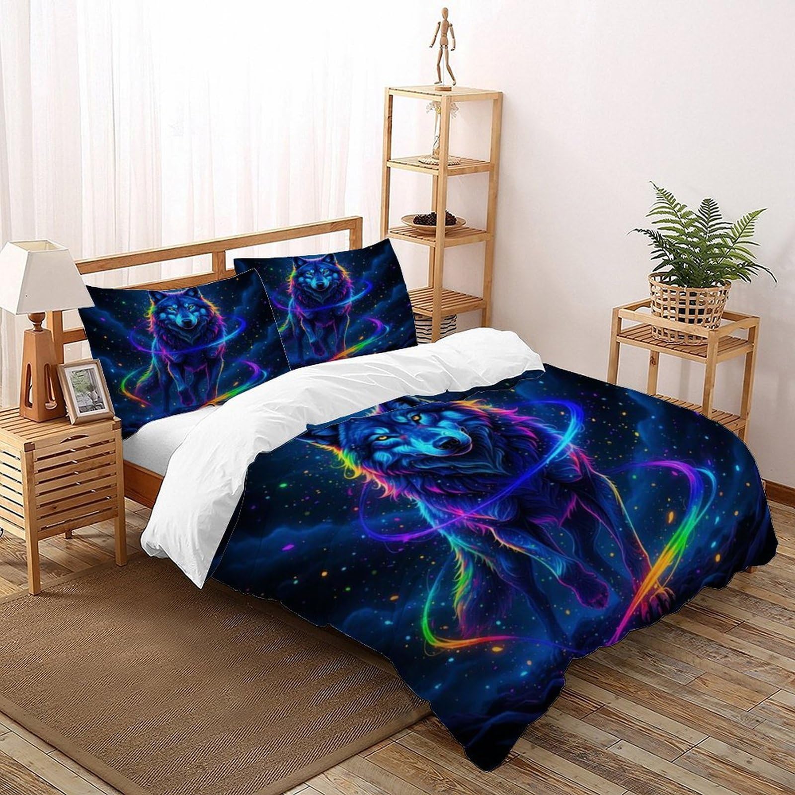 Housse de couette loup en microfibre 260x220 pour transformer l'ambiance d'une chambre