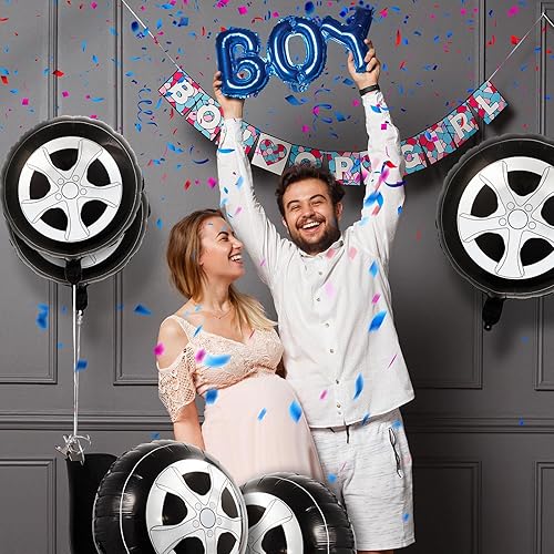 Miniatura 4 de Lewtemi 12 globos de rueda de 18 pulgadas, globos de neumáticos de autos de carreras, decoraciones de fiesta temática de autos de carreras,