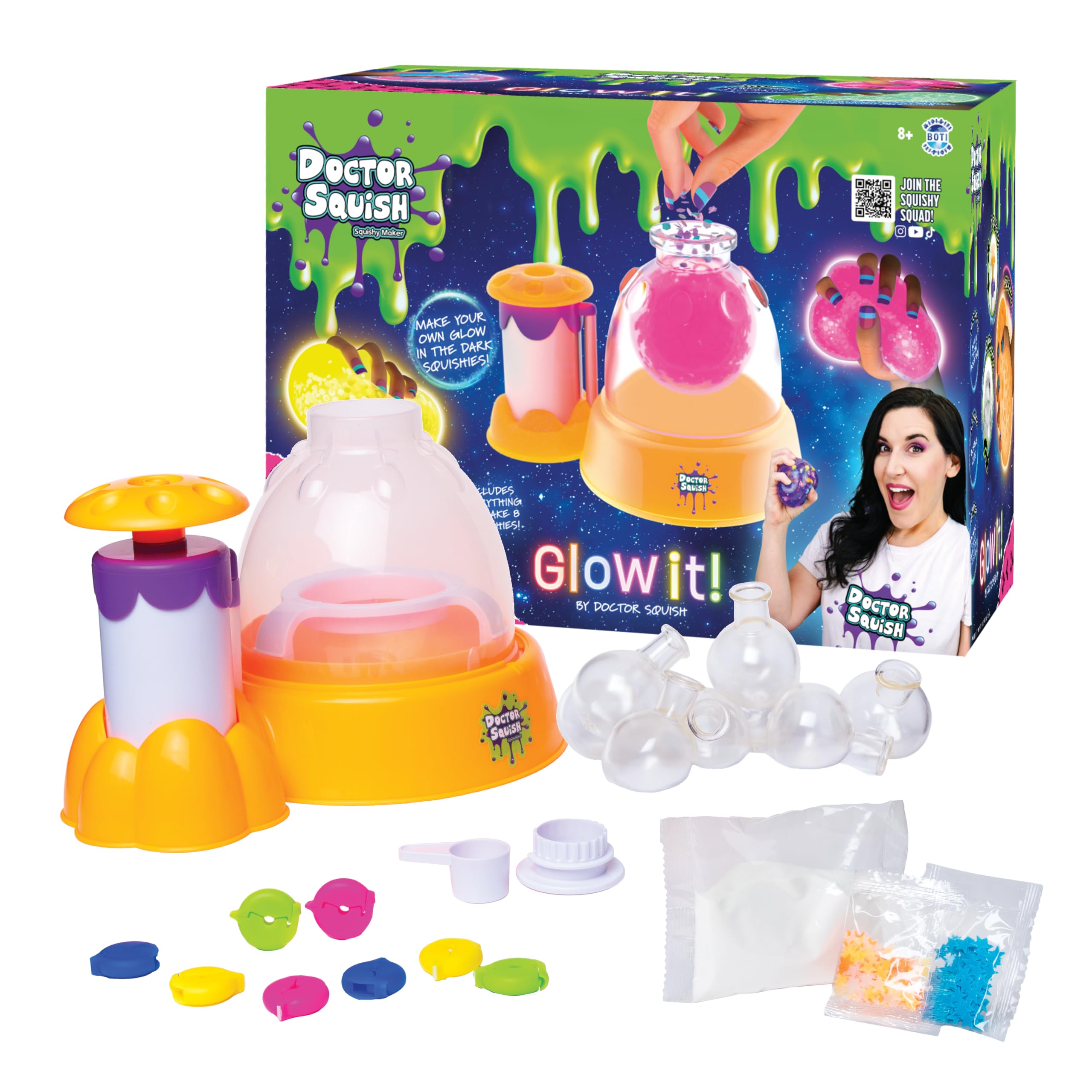 Doctor Squish Fábrica De Bolas Squishy Antiéstrés – Kit Para Crear 8 Squishies Personalizados, Con Globos, Polvo Slime, Lentejuelas Y Confeti, Manualidad Creativa Para Niños De 8+ Años, Regalo Original