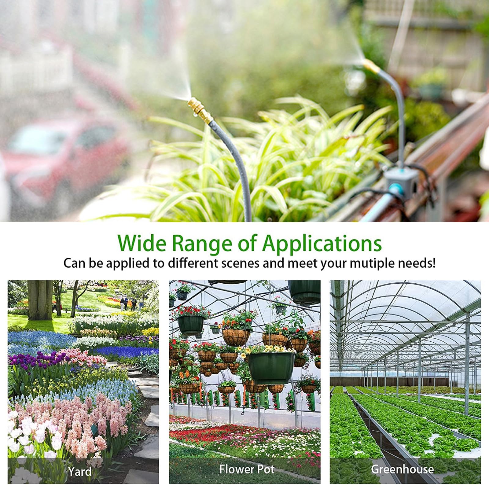 360° Curved Garden Automatic Irrigation System,127 Pièces Systeme Irrigation Jardin 30M,Kit D'irrigations de Brouillard,pour Paysage,Serre,lit de Fleurs et Plantes de Terrasse