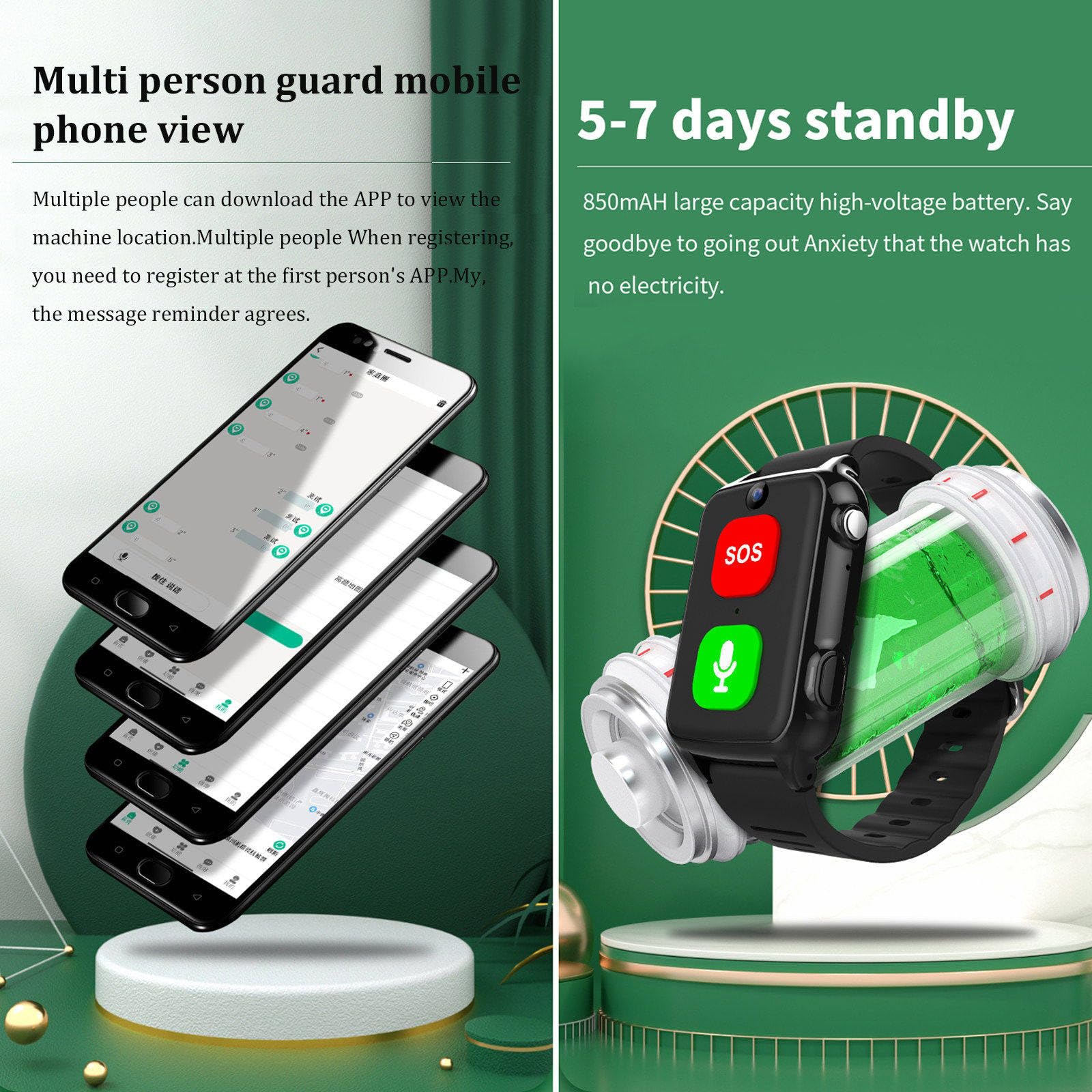 Montre Connectée Anti-Perte pour Seniors avec Caméra B