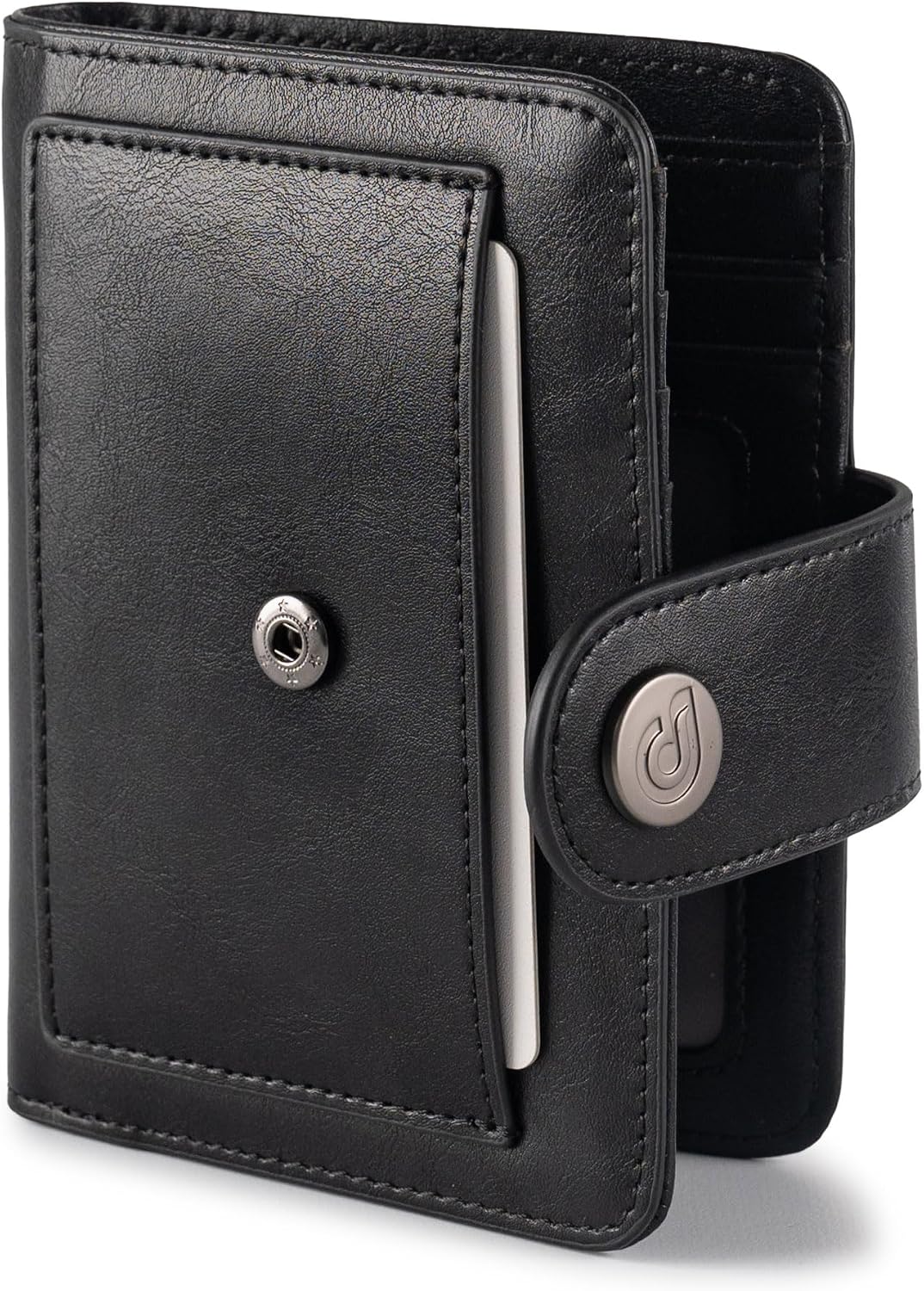 Small Wallet for Women RFID Blocking Card Holder Bifold Compact with ID Window, Outside Card Slot & Zipper Coin Pocket (Black)
