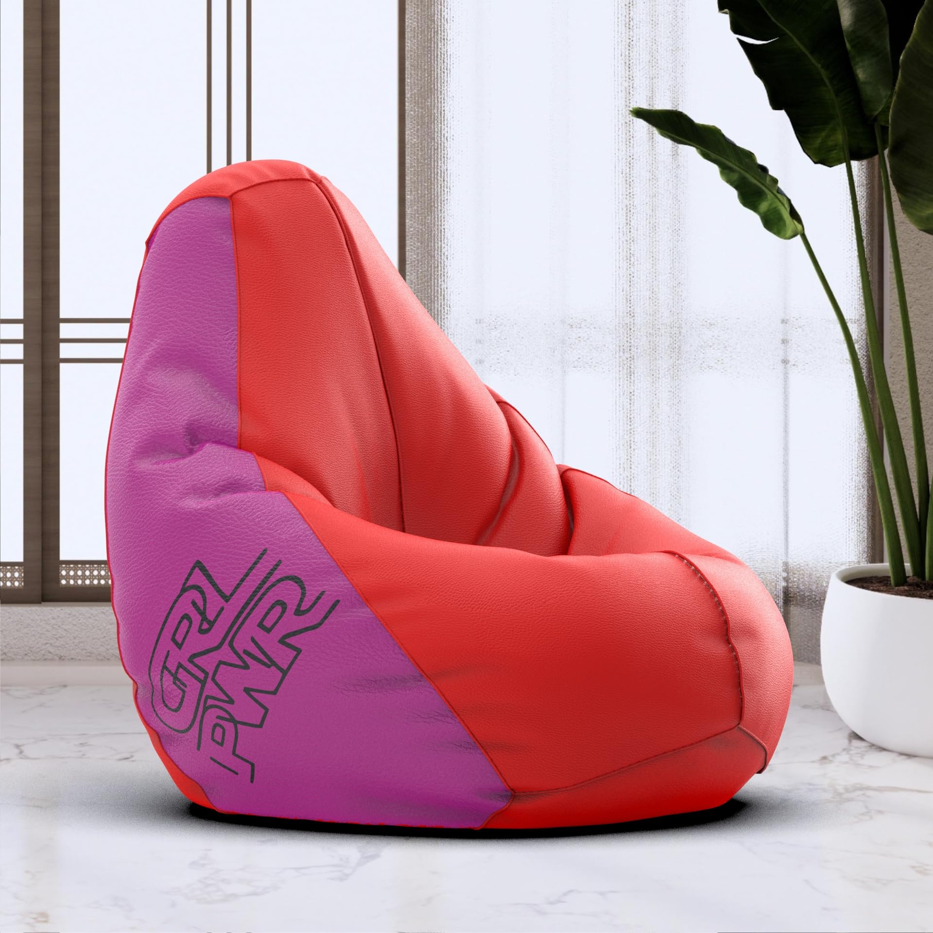 Bean Bag Chair Cover | Size: 3XL | Color: Girl Power - Red Magenta | Without Beans | Premium Leatherette Cover (CMF 2658)-image-5