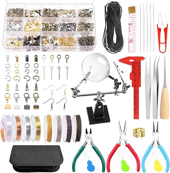 أدوات صنع المجوهرات Keadic 1489Pcs مع مجموعة النتائج تتضمن كماشة المجوهرات ، نهاية الحبل ، حلقات القفز ، المشابك الكركند ، أسلاك الديكور ، خطافات القرط ، دبابيس العين اللولبية لصنع قلادة حامل القرط