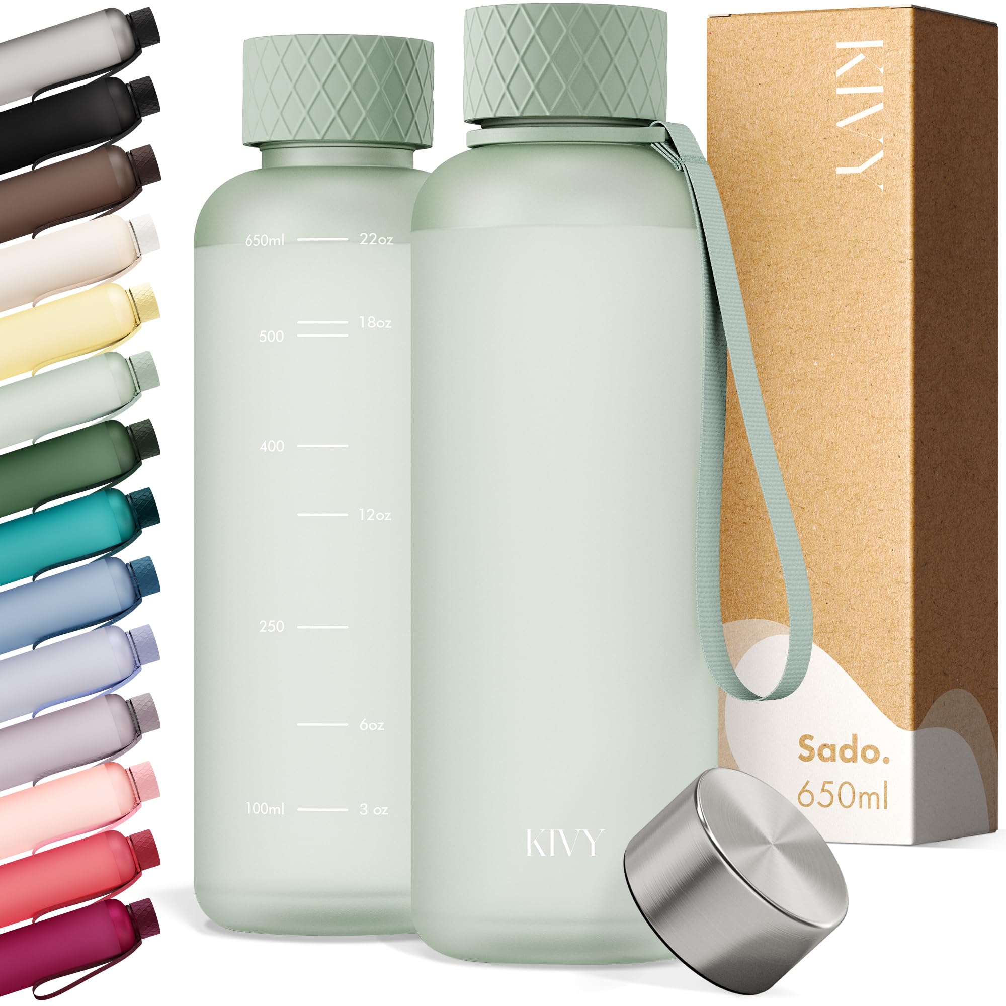 KIVY Slim Water Bottle 22oz Tritan - Lightweight & Shatterproof - BPA-Free