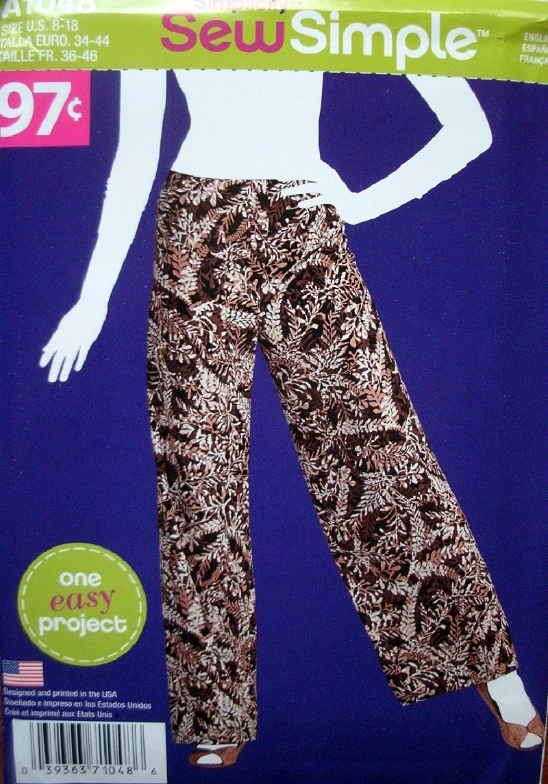 Patrons de pantalons à enfiler Simplicity 1048 pour tenue de bureau confortable