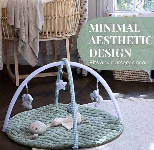 Miniatura 5 de Género neutro Baby Play Gym Mat - Gimnasio de bebé de felpa para el tiempo boca abajo - Alfombra de actividad para bebé verde salvia para bebé -