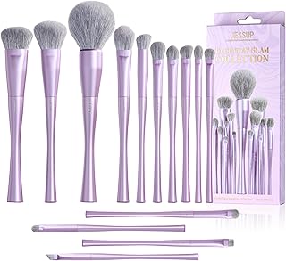 Jessup Makeup Brushes Set Professional 14pcs Vegan Make Up Brushes, Foundation Eyeshadow Concealer Contour Powder Blush Blending Eyeliner Brush, Premium Synthetic Fiber, Luxury Purple T512