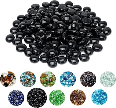Skyflame 10-Pound Fire Glass Beads for Fire Pit Fireplace, Onyx Black