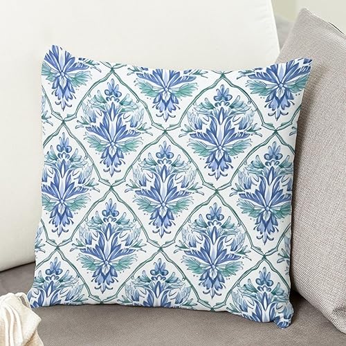 Vista 68 de ArogGeld Fundas de cojín asiáticas escénicas elegantes chinoiserie, diseño de loto verde, pájaros, jardines, funda de almohada para sofá