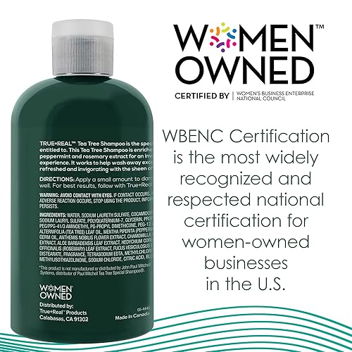 Miniatura 6 de True+Real Champú de árbol de té, cuidado vigorizante del cuero cabelludo, aroma refrescante a menta, para todo tipo de cabello, 10.14 onzas