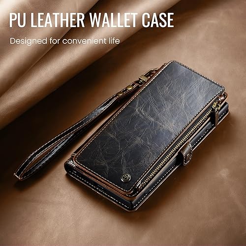 Miniatura 7 de Defencase Funda compatible con Samsung Galaxy S23 Ultra con tarjetero de bloqueo RFID para mujeres y hombres, correa magnética de piel sintética con