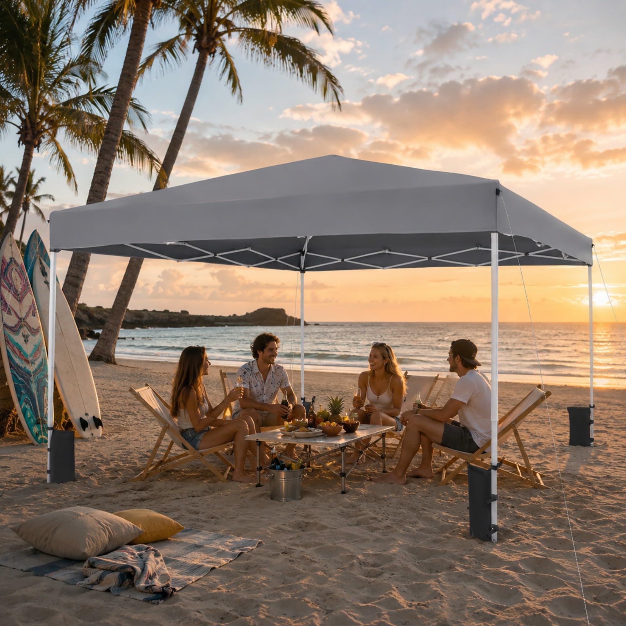 RELAX4LIFE Tonnelle Pliante 3x3 Imperméable, Barnum Pliant Facile à Monter, Protection Solaire UPF50+, Tissu Oxford Argenté, Cadre Métallque, Sac Inclus, Gazebo 3x3 pour Terrasse Marché Camping (Gris)