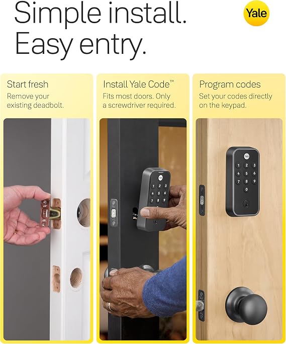 Yale Code Keypad Deadbolt for Keyless Front Door Entry, Black Suede