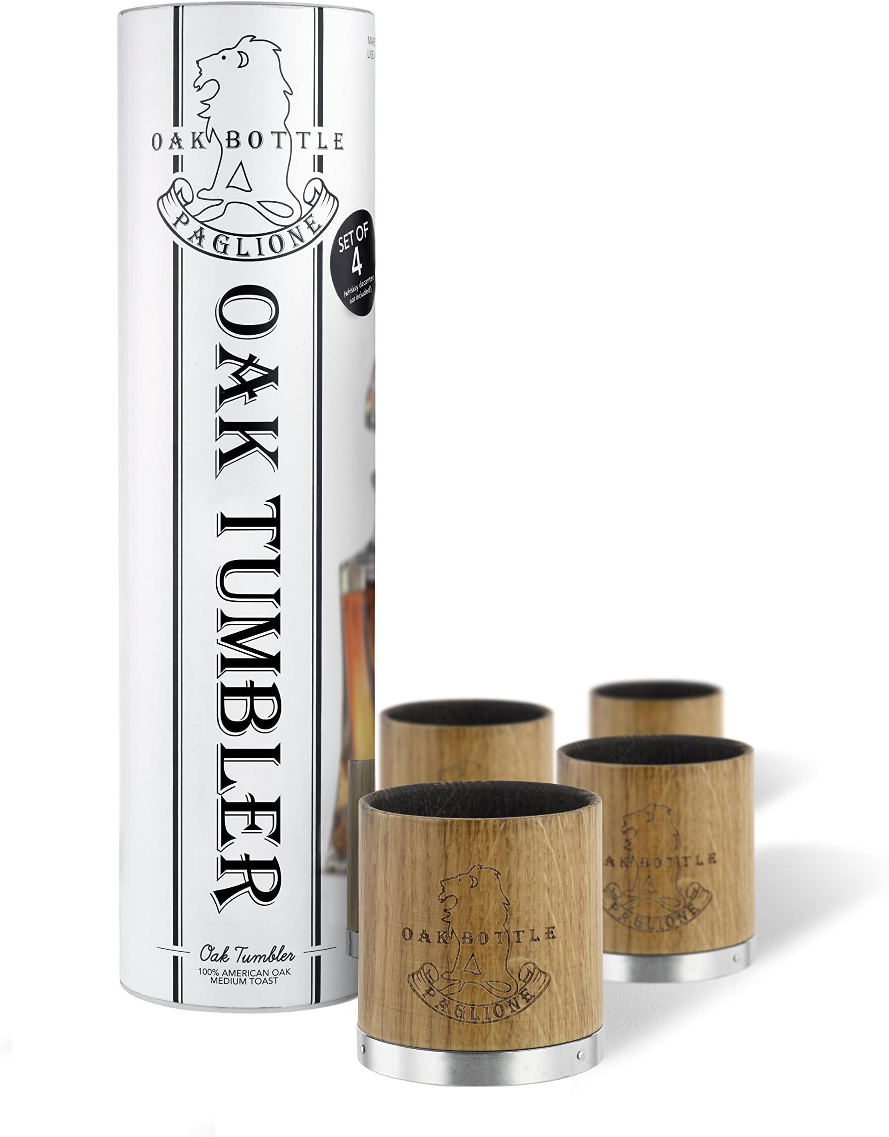 Oak Bottle Tumbler, Set of 4 Cups