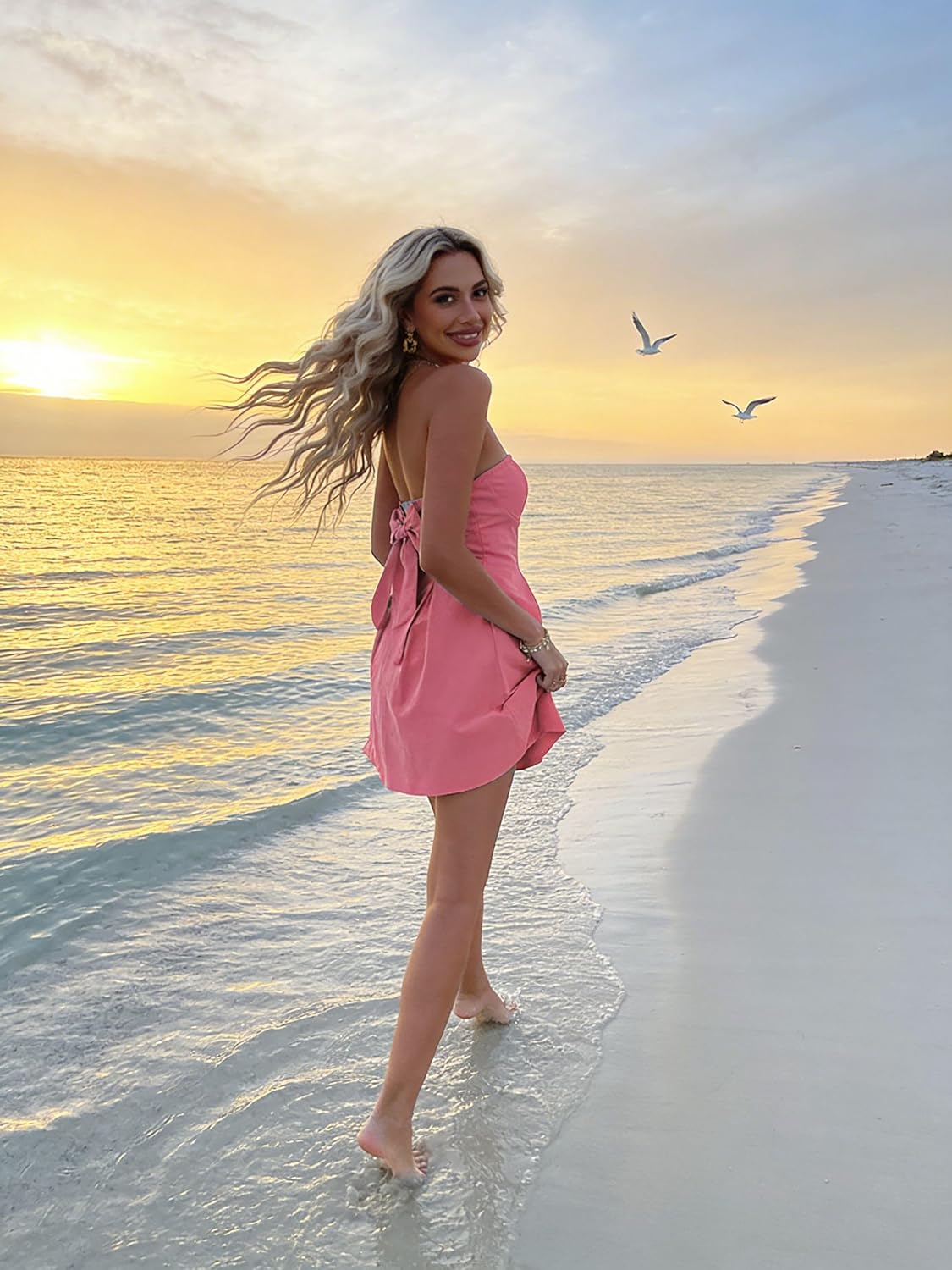 Krumba Strapless Pleated Women Dress: Zip-up Backless Bow Mini - Summer Trendy Clothes for Wedding Guest Beach Vacation Club - Image 4