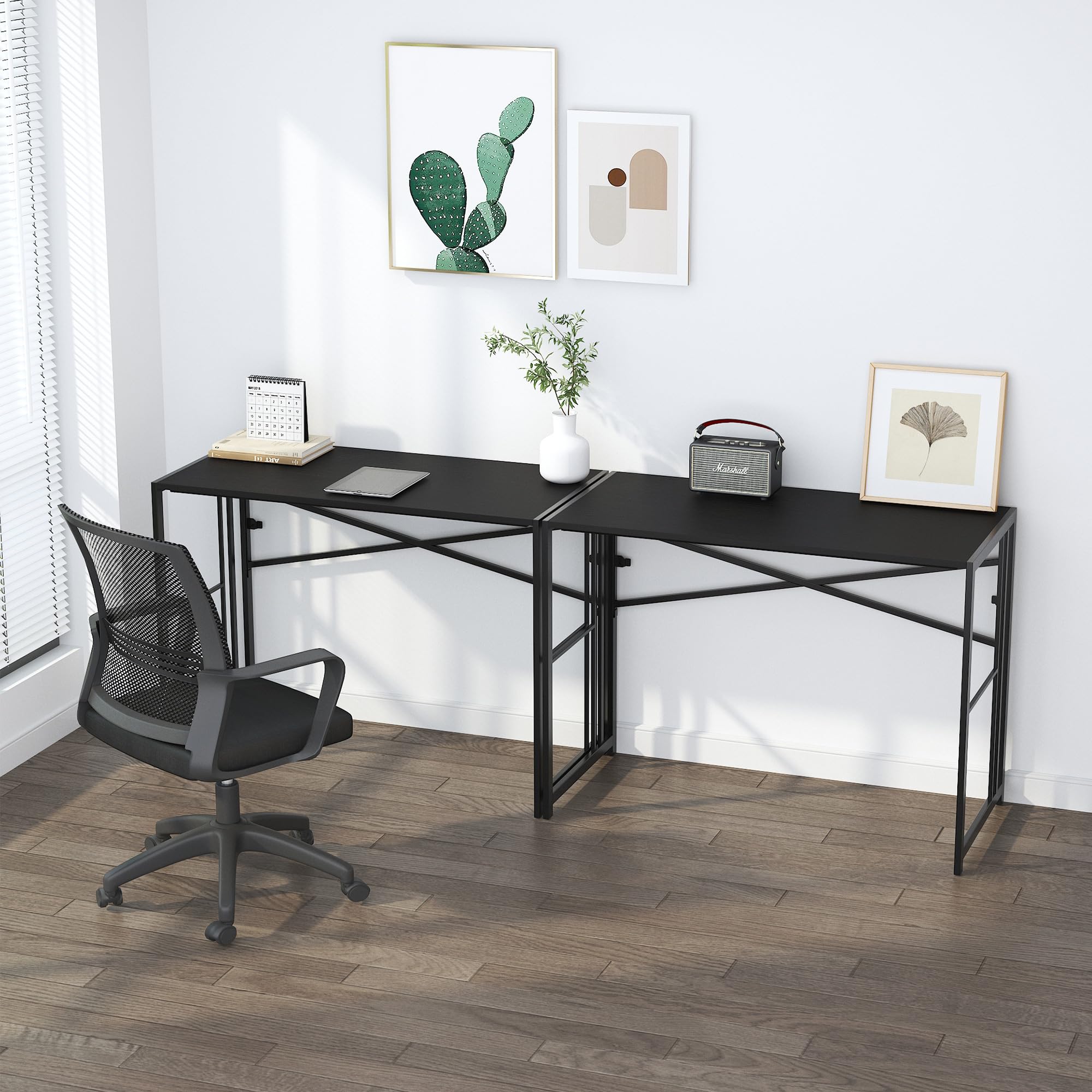 Lutown-Teen Klappschreibtisch 103 cm, Schreiben Gaming Computer Camping Schreibtisch, Keine Montage erforderlich Home Office Tisch, Schwarz
