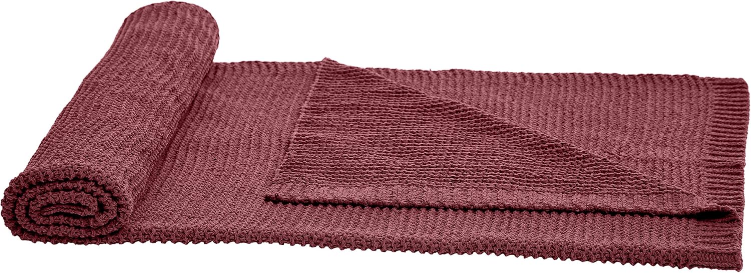 Amazon Basics Knitted Chenille Throw Blanket - 60 x 80 Inches, Bordeaux