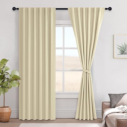 Miniatura 169 de Hiasan Cortinas opacas blancas extra anchas para dormitorio, cortinas opacas térmicas extra anchas de 72 pulgadas de largo, con pestaña trasera,