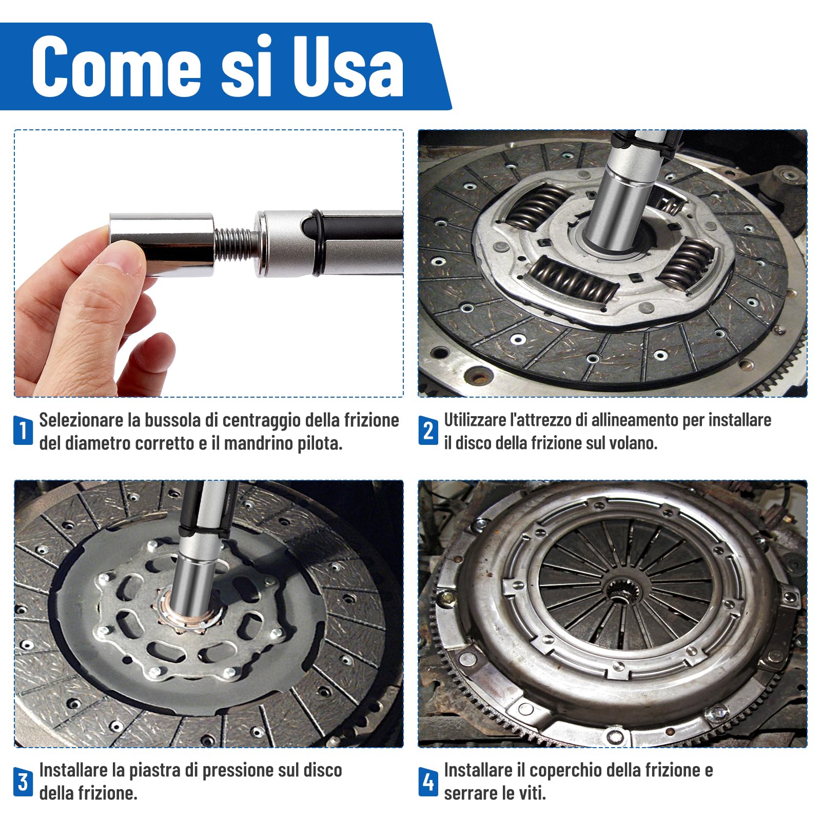 Set di 11 strumenti per centraggio frizione, 12-20mm, utensili universali per frizione, set portatile di utensili per centraggio frizione per la maggior parte delle automobili e veicoli